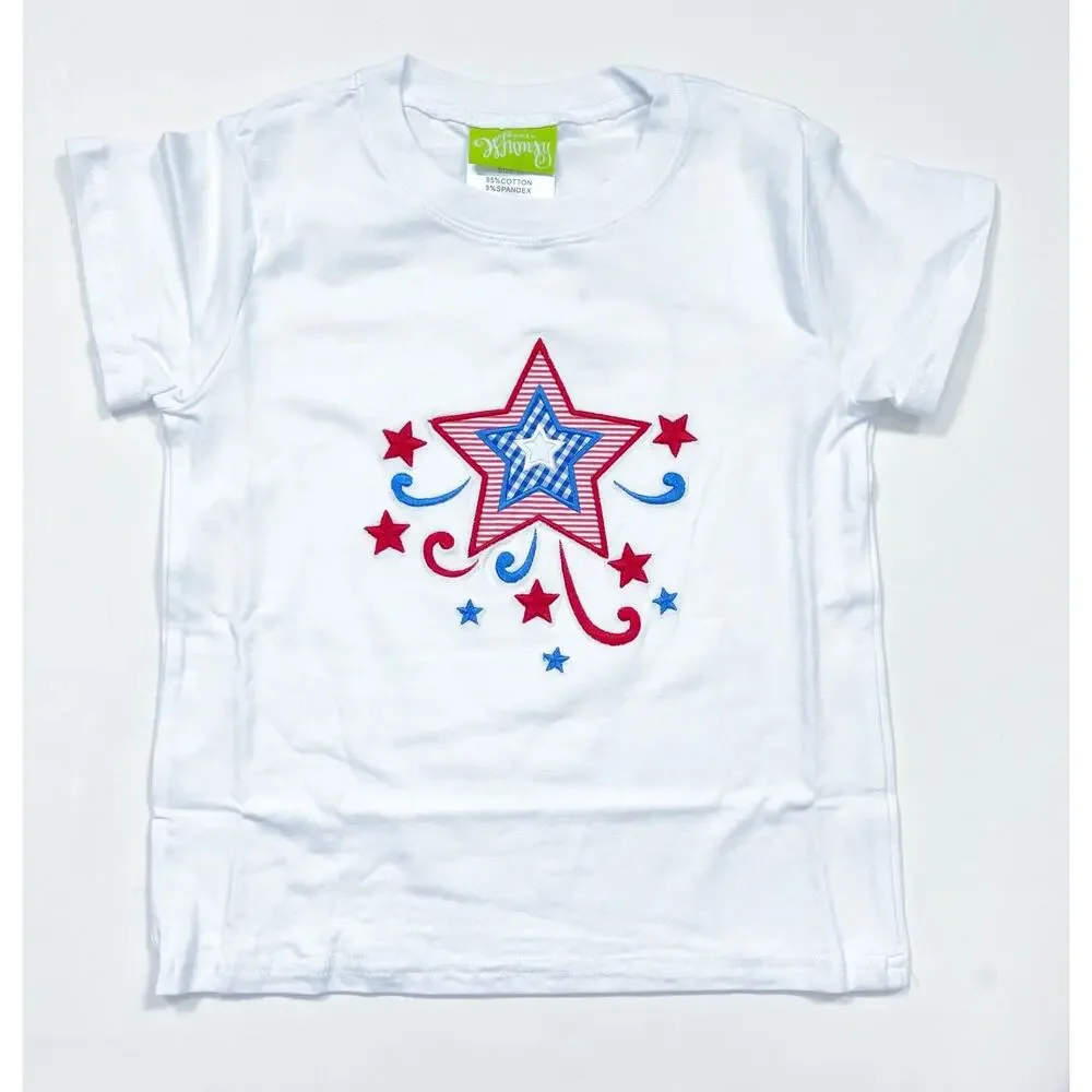 Classic Whimsy Happy Fourth Blue Gingham Short Set